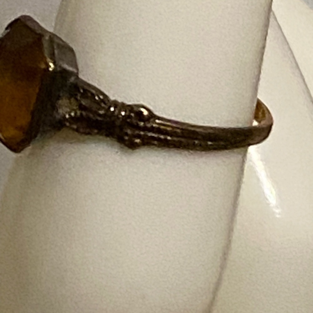 1880's ANTIQUE 10KT YELLOW GOLD CITRINE SOLITAIRE RING SIZE 5 - Picture 3 of 6